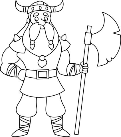 Cartoon Viking Coloring Page